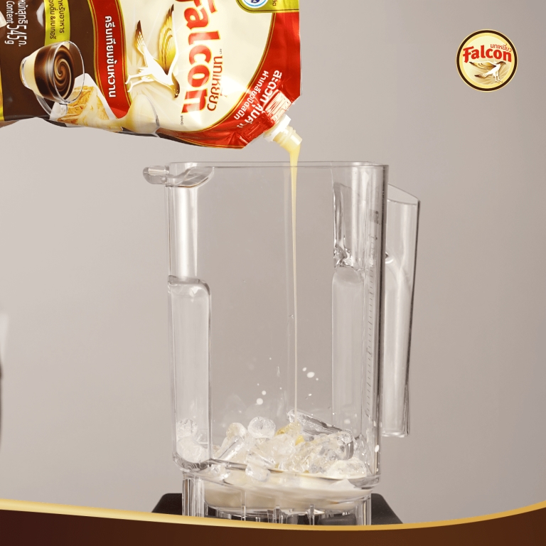 ขั้นตอนการทำชาเขียวโรสมิลค์เชค จากผลิตภัณฑ์ ตรานกเหยี่ยว ฟอลคอน